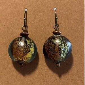 Elegant Gold and Brown Dangle Earrings